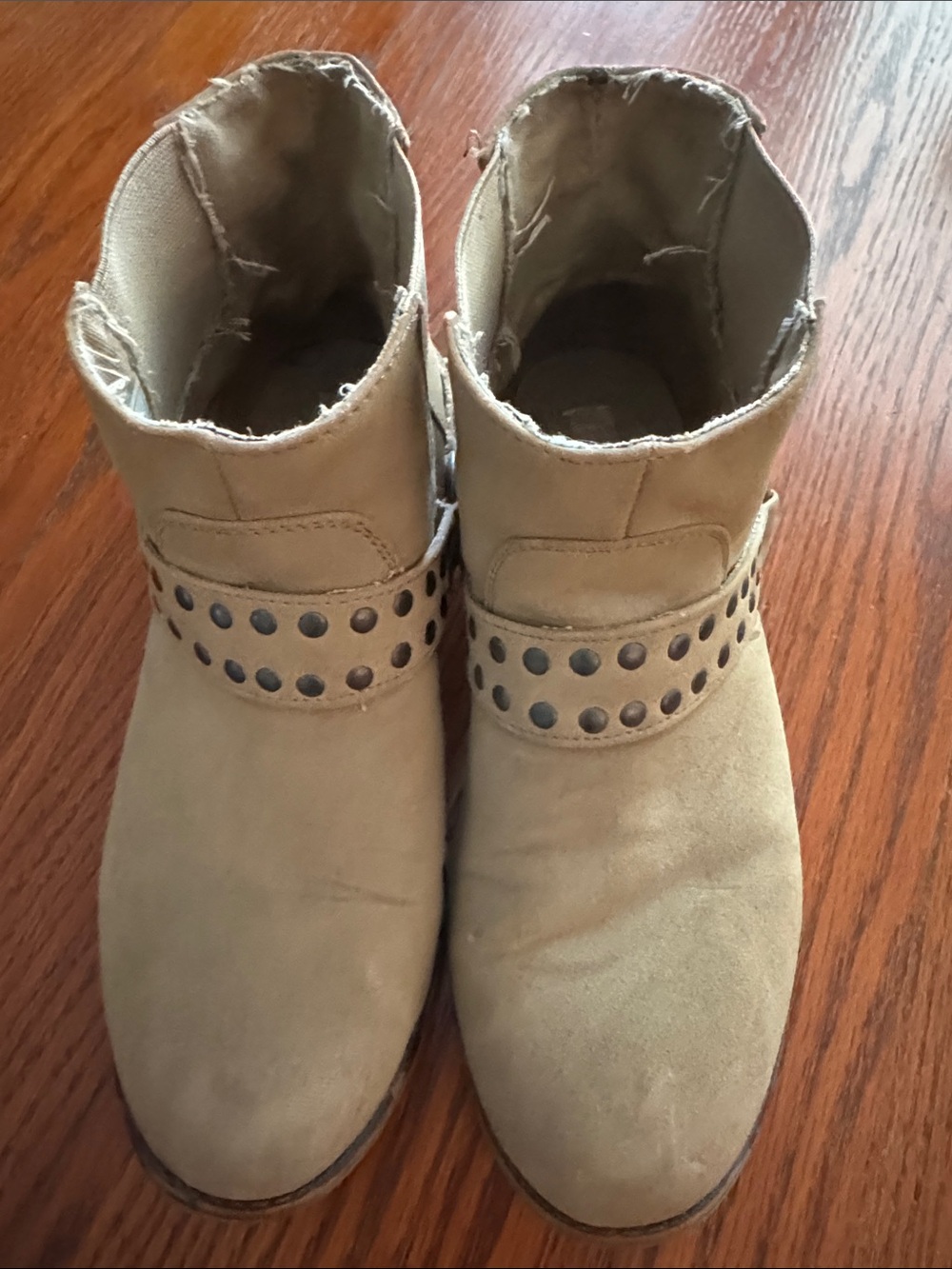 Roxy Tan Suede Studded Ankle Booties